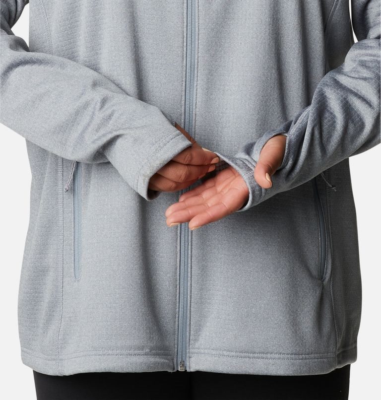 Women's Columbia Park View Grid Full Zip Fleece Sweatshirts Grey | Plus Size CA-T183A